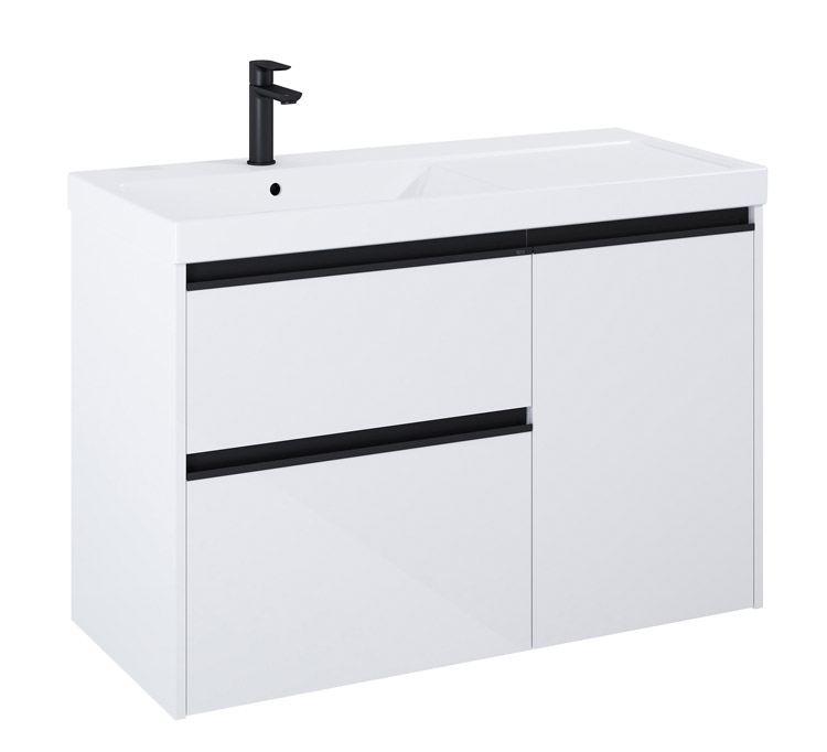 Roca Gap Pro Zestaw łazienkowy Unik szafka z koszek cargo + umywalka lewa 100 cm biały połysk (A852062806)